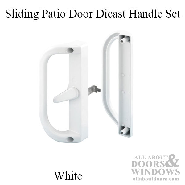 Sliding Patio Door Handle Set 6-5/8 Inch Hole Center, Die-cast, White - Sliding Patio Door Handle Set 6-5/8 Inch Hole Center, Die-cast, White