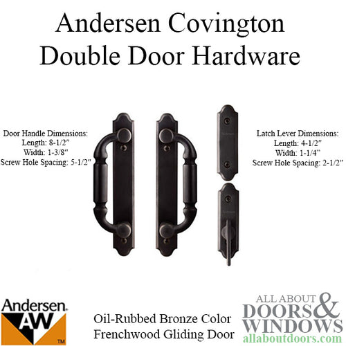 Andersen Frenchwood Gliding Door Trim Hardware, Covington, 4 Panel Interior and Exterior  - Oil Rubbed Bronze - Andersen Frenchwood Gliding Door Trim Hardware, Covington, 4 Panel Interior and Exterior  - Oil Rubbed Bronze