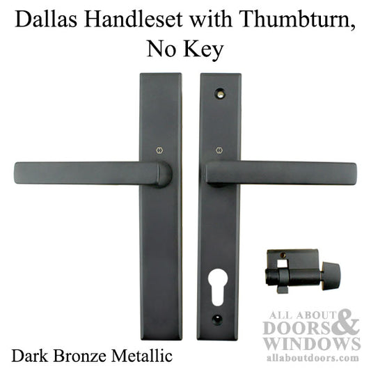 Dallas Contemporary Lever Handle, Inactive, Nonkeyed with Thumbturn, Dark Bronze Metallic