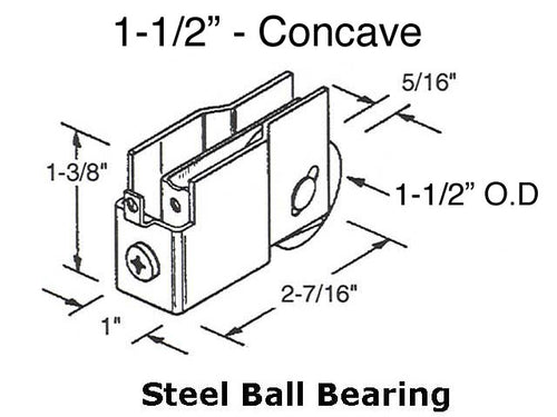 Roller, Wardrobe Door 1-1/2 Inch Steel Wheel - Roller, Wardrobe Door 1-1/2 Inch Steel Wheel