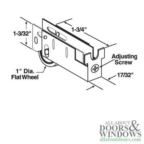 Sliding Door Roller for Capitol Doors Flat 1 Inch Steel Wheel Diameter - Sliding Door Roller for Capitol Doors Flat 1 Inch Steel Wheel Diameter