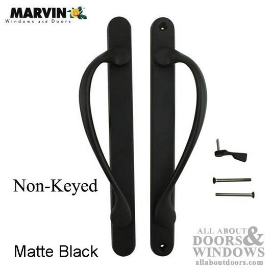 Marvin Active Non-Keyed, Narrow Sliding Door Handle, Center Thumb -  Matte Black