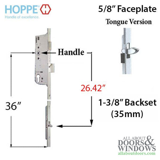 Hoppe HLS9000 16mm Manual 35/92 Gear with Tongue at 26.42", 1" Deadbolt, 36" Handle Height
