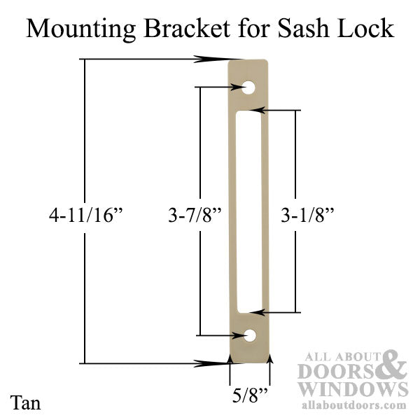 Mounting Bracket, Vinyl for Single or Multipoint Sash Lock - Tan - Mounting Bracket, Vinyl for Single or Multipoint Sash Lock - Tan