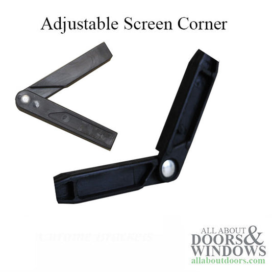 Adjustable Radius, Miter-Cut Screen Corners,  3/8" x 7/16", Plastic - Black