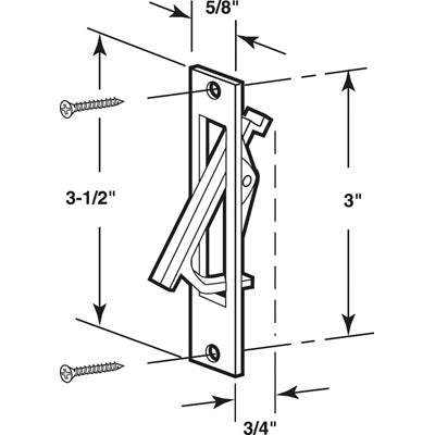 Pocket Door Flush Edge Pull - Brass Plated - Pocket Door Flush Edge Pull - Brass Plated