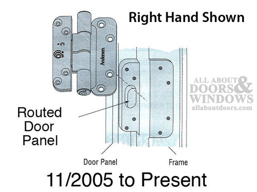 1 Hinge Kit, 2005-Present Andersen FWH Right Hand Door- Distressed Nickel - 1 Hinge Kit, 2005-Present Andersen FWH Right Hand Door- Distressed Nickel