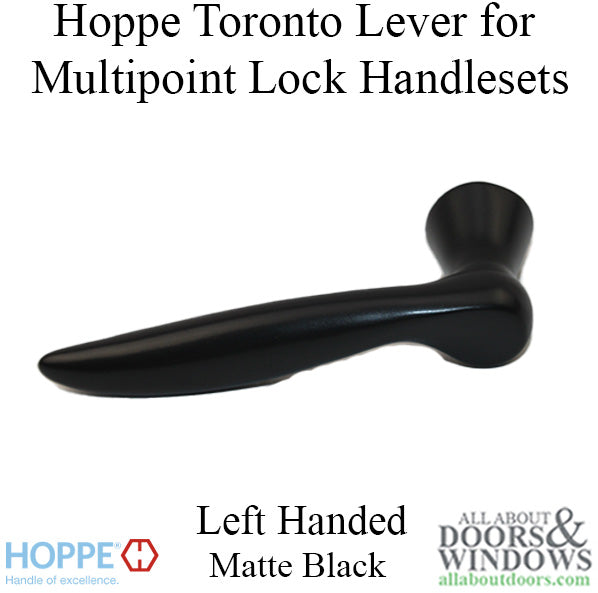 Toronto Lever Handle for Left Handed Multipoint Lock Handlesets - Matte Black - Toronto Lever Handle for Left Handed Multipoint Lock Handlesets - Matte Black