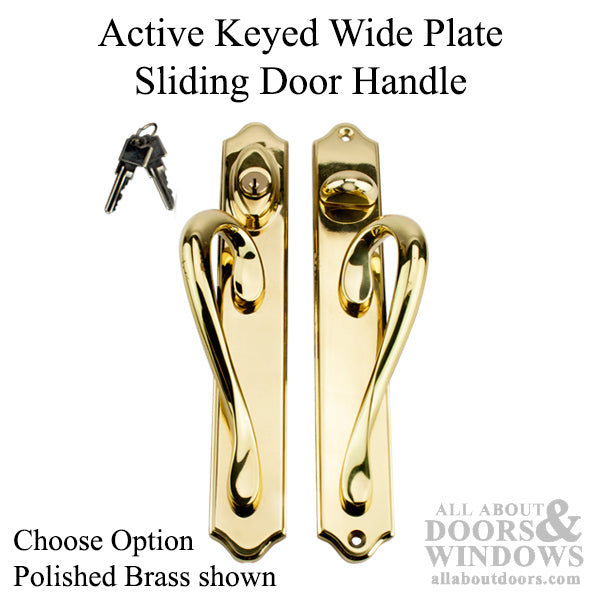 Wide Plate, Active 1.7 Keyed Sliding Door Handle - Choose Color - Wide Plate, Active 1.7 Keyed Sliding Door Handle - Choose Color