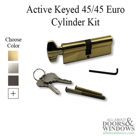 Active Keyed 45 / 45 Euro Cylinder Kit for 2-3/4" Thick Door - Choose Finish