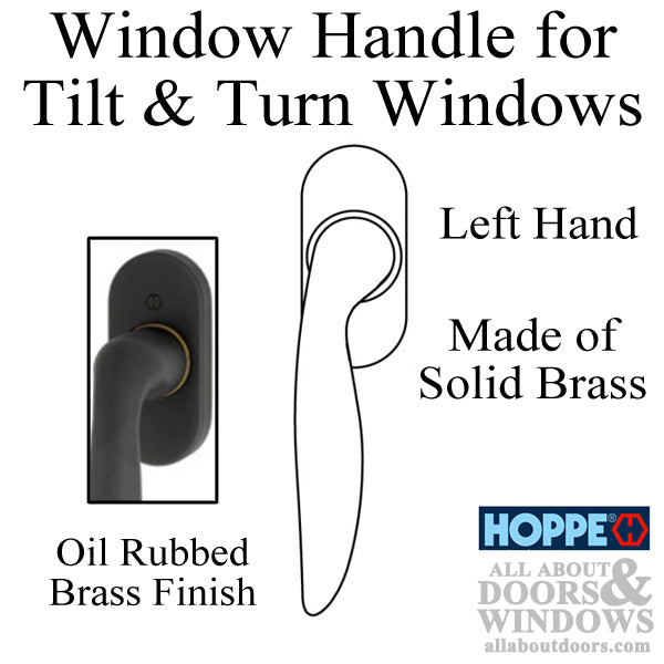 Toronto Handle for Tilt & Turn Windows - Solid Brass - Oil Rubbed Brass, Left Hand - Toronto Handle for Tilt & Turn Windows - Solid Brass - Oil Rubbed Brass, Left Hand