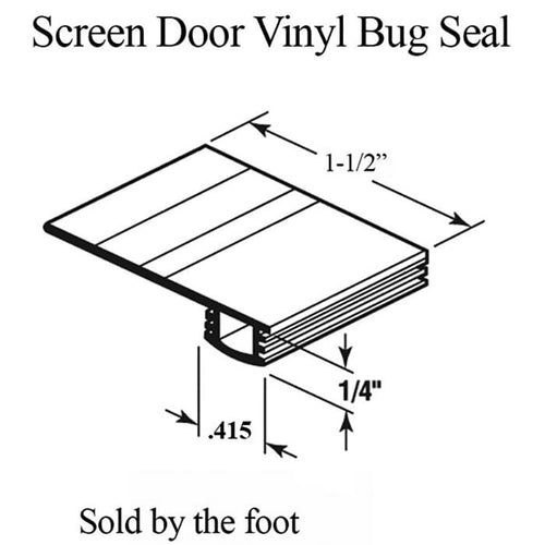 Bug Strip, 1-1/2” Vinyl, Black , Sold by the foot - Bug Strip, 1-1/2” Vinyl, Black , Sold by the foot