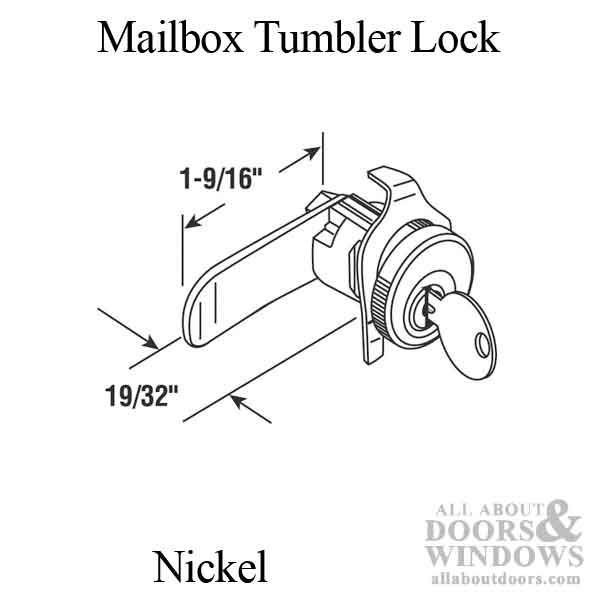 Mailbox Tumbler Lock, 5 pin, 1-5/8