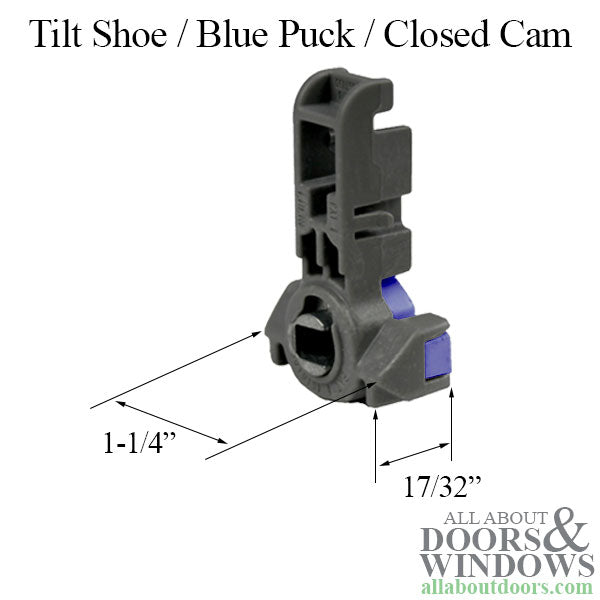 Tilt shoe, 1-1/4 x 17/32  Blue Puck, Closed Cam, Inverted Channel Balance - B - Tilt shoe, 1-1/4 x 17/32  Blue Puck, Closed Cam, Inverted Channel Balance - B