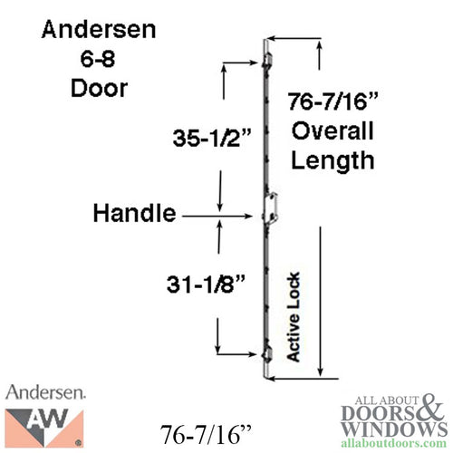 Andersen Multipoint Lock for A-Series Hinged Doors, 76-7/16