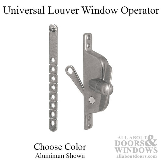 Universal Jalousie/Louver Window Operator with T-Handle, Adjustable Link, Non-Handed - Choose Color