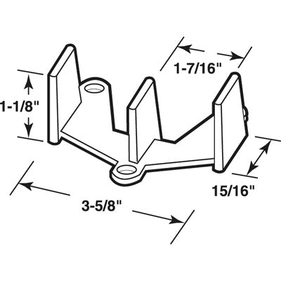 Guide, Wardrobe Door Bottom, 1-7/16 inch - Guide, Wardrobe Door Bottom, 1-7/16 inch