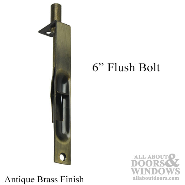 6 Inch Flush Bolt, Mortise Lever, Square face - Antique Brass - 6 Inch Flush Bolt, Mortise Lever, Square face - Antique Brass