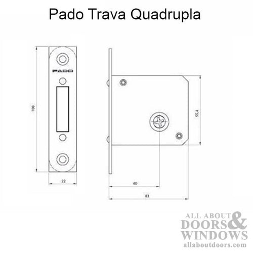 Pado Trava Quadrupla 7000 Unox Series Bolt Lock - Antique Brass - Pado Trava Quadrupla 7000 Unox Series Bolt Lock - Antique Brass