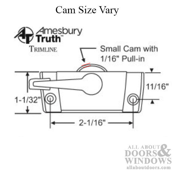 Truth 17.39 Sweep Latch, 2-1/16  Swivel type Sash Lock - White - Truth 17.39 Sweep Latch, 2-1/16  Swivel type Sash Lock - White