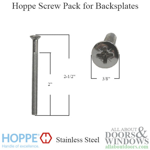 Hoppe Screw Pack for Backsplates, 3-pack - Polished Chrome - Hoppe Screw Pack for Backsplates, 3-pack - Polished Chrome