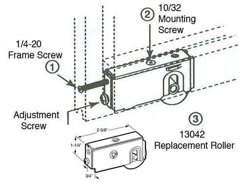 Panaview Patio Sliding Door Roller Assembly 1.5 Inch Steel Wheel Diameter - Panaview Patio Sliding Door Roller Assembly 1.5 Inch Steel Wheel Diameter