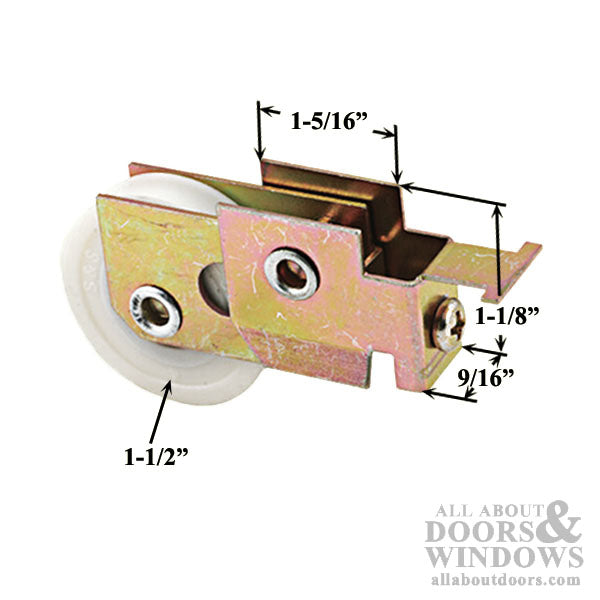 Bottom Roller Assembly with 1-1/2 Inch Nylon Wheel for Sliding Mirror Door - Bottom Roller Assembly with 1-1/2 Inch Nylon Wheel for Sliding Mirror Door