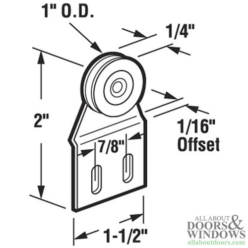 DISCONTINUED Top Hung Roller Assembly with 1 Inch Steel Wheel for Sliding Screen Door - DISCONTINUED Top Hung Roller Assembly with 1 Inch Steel Wheel for Sliding Screen Door