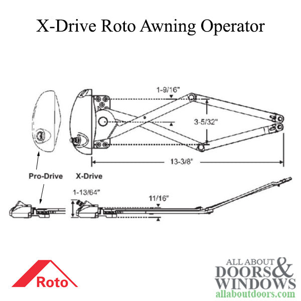 Roto Awning Operator, X-Drive for Wood Windows, Sill mounted - Roto Awning Operator, X-Drive for Wood Windows, Sill mounted