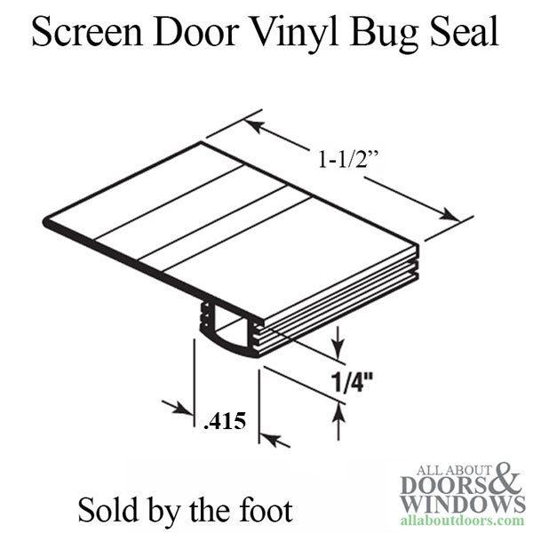 Bug Strip, 1-1/2” Vinyl, Black , Sold by the foot - Bug Strip, 1-1/2” Vinyl, Black , Sold by the foot