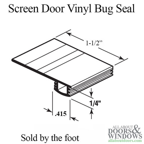Bug Strip, 1-1/2” Vinyl, Black , Sold by the foot - Bug Strip, 1-1/2” Vinyl, Black , Sold by the foot