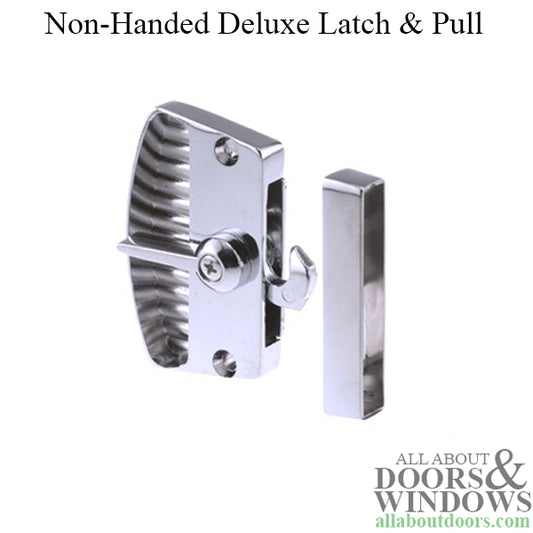 Non-Handed Deluxe Latch & Pull for Sliding Screen Door - Chrome