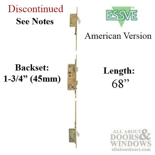 Essve Hook Latch 3-Point Multipoint Lock, 68 inch American Cylinder - Discontinued - Essve Hook Latch 3-Point Multipoint Lock, 68 inch American Cylinder - Discontinued