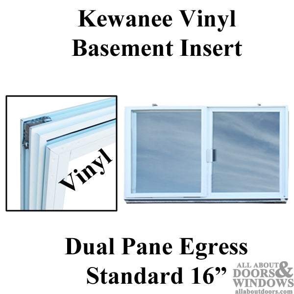 Kewanee C400K 16 inch Vinyl Basement Insert, Dual Pane Glass - Kewanee C400K 16 inch Vinyl Basement Insert, Dual Pane Glass