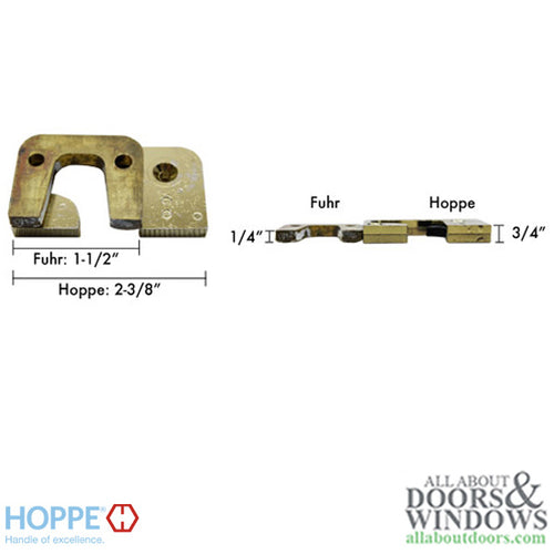 Strike Plate, RA6133, Auto-Release Roller, 1.30 x 2.40 -Brass Finished - Strike Plate, RA6133, Auto-Release Roller, 1.30 x 2.40 -Brass Finished