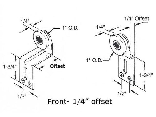 1 inch Wheel, 1/4 offset - Cox Front Closet Door Roller - 1 inch Wheel, 1/4 offset - Cox Front Closet Door Roller