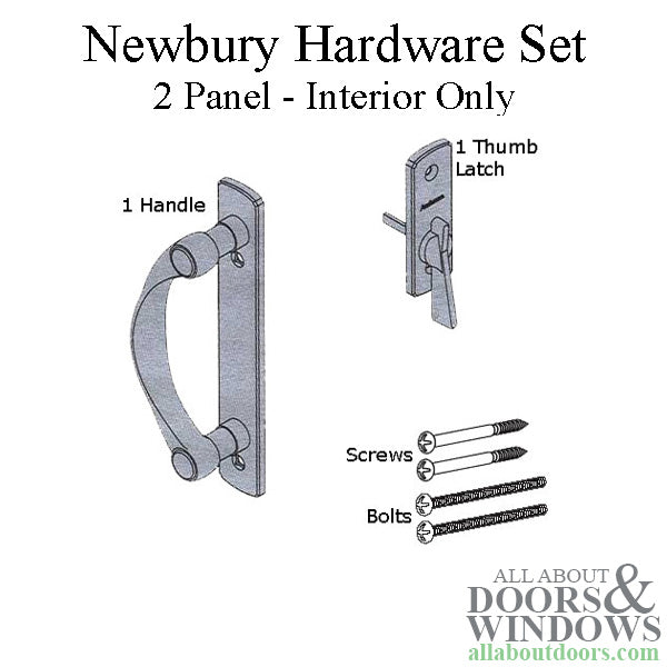 Andersen Newbury 2 Panel Gliding Door Hardware Set, INTERIOR ONLY - Bright Brass - Andersen Newbury 2 Panel Gliding Door Hardware Set, INTERIOR ONLY - Bright Brass