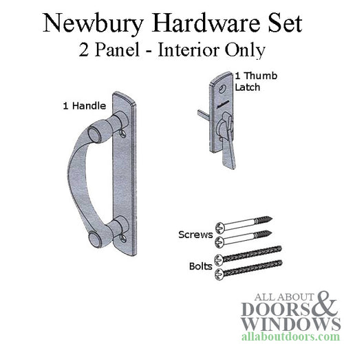 Andersen Newbury 2 Panel Gliding Door Hardware Set, INTERIOR ONLY - Bright Brass - Andersen Newbury 2 Panel Gliding Door Hardware Set, INTERIOR ONLY - Bright Brass