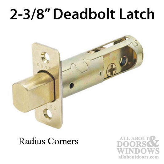 Replacement Deadbolt Latch,  2-3/8”  Radius Corners - Polished Brass