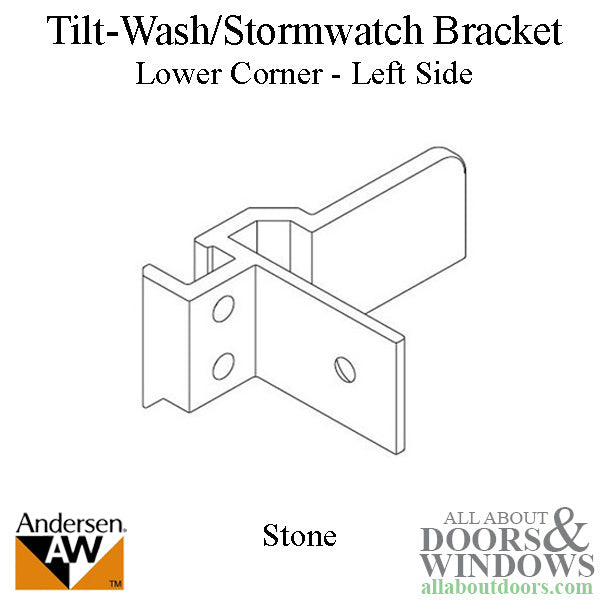 Andersen Tilt-Wash/Stormwatch Left Lower Corner Bracket - Stone - Andersen Tilt-Wash/Stormwatch Left Lower Corner Bracket - Stone