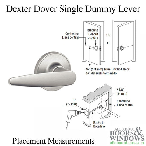 Dexter Dover J170-630 Single Dummy Lever - Satin Stainless Steel - Dexter Dover J170-630 Single Dummy Lever - Satin Stainless Steel