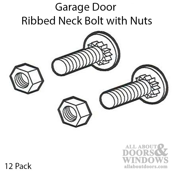 Ribbed Neck Bolts with Nuts - 12 Pack - Ribbed Neck Bolts with Nuts - 12 Pack