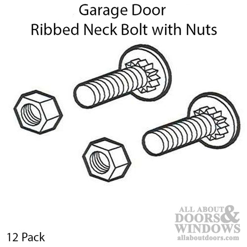 Ribbed Neck Bolts with Nuts - 12 Pack - Ribbed Neck Bolts with Nuts - 12 Pack