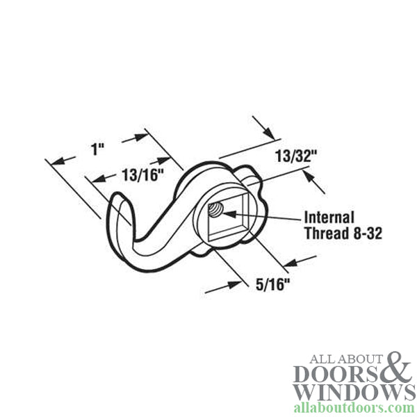Diecast Latch Hook for Sliding Patio Door 1
