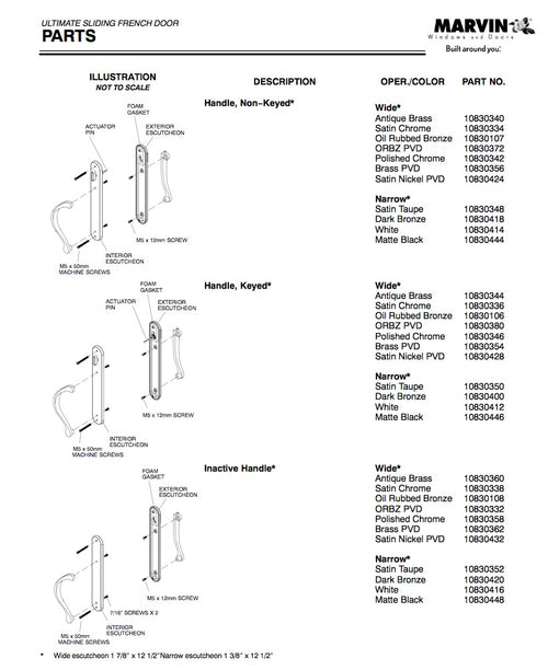 Marvin Active Keyed, Ultimate Sliding French Door Trim - OR Bronze - Marvin Active Keyed, Ultimate Sliding French Door Trim - OR Bronze