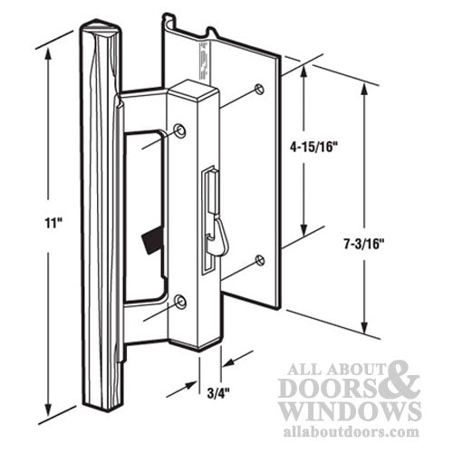 Handle Set for Sliding Patio Doors with Hook Style Latch 4-15/16 Inch Hole Center - Handle Set for Sliding Patio Doors with Hook Style Latch 4-15/16 Inch Hole Center