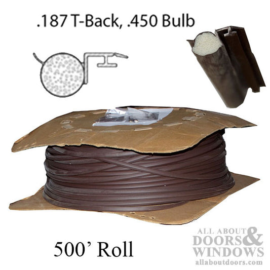 Weatherstrip For Double Hung Window 500 Foot Roll .187 Inch Back .450 Inch Offset Bulb