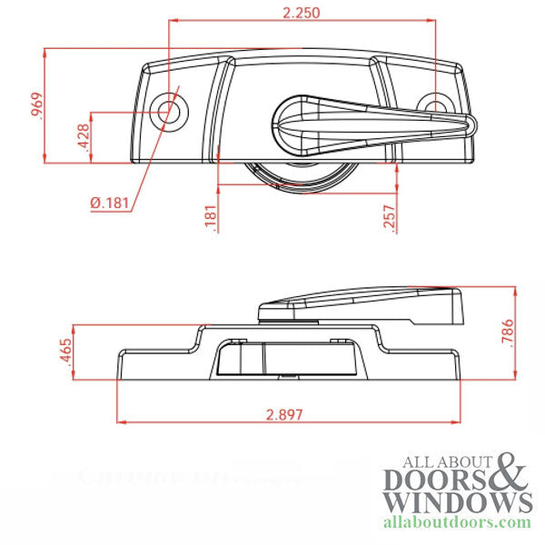 Composite Double Hung sash lock with offset screws holes spaced at 2-1/4 - Composite Double Hung sash lock with offset screws holes spaced at 2-1/4