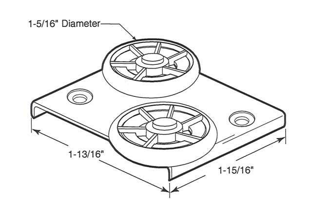 Peachtree Carvel Wood Door Top Mounted Tandem Roller, 1-15/16