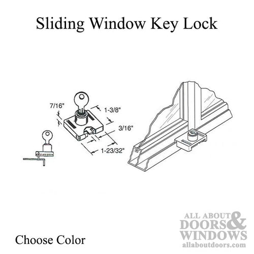 Sliding Window Keyed Lock - Choose Color - Sliding Window Keyed Lock - Choose Color